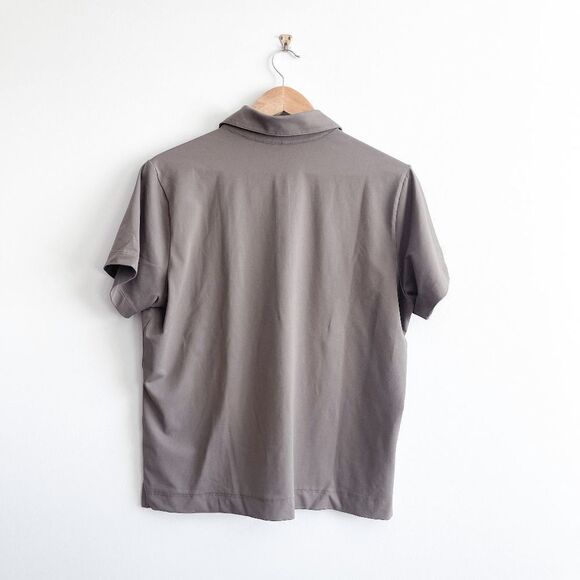 Nike Golf Womens Top Collared Short Sleeve Dri-Fit Light Gray Brown XL - Picture 2 of 5